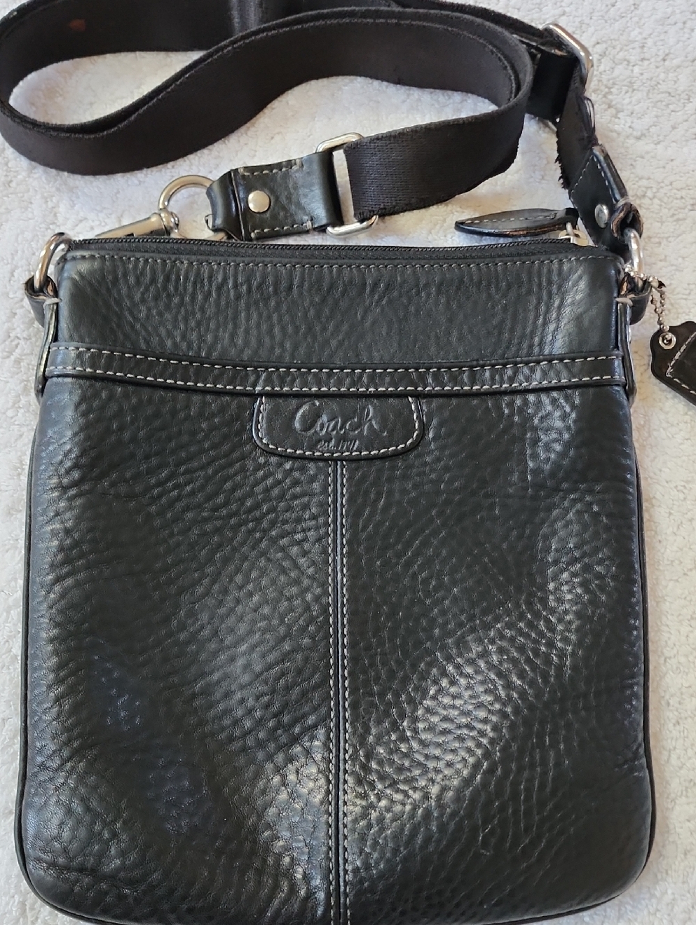 Coach Penelope Black Pebbled Leather Crossbody Bag Preowned